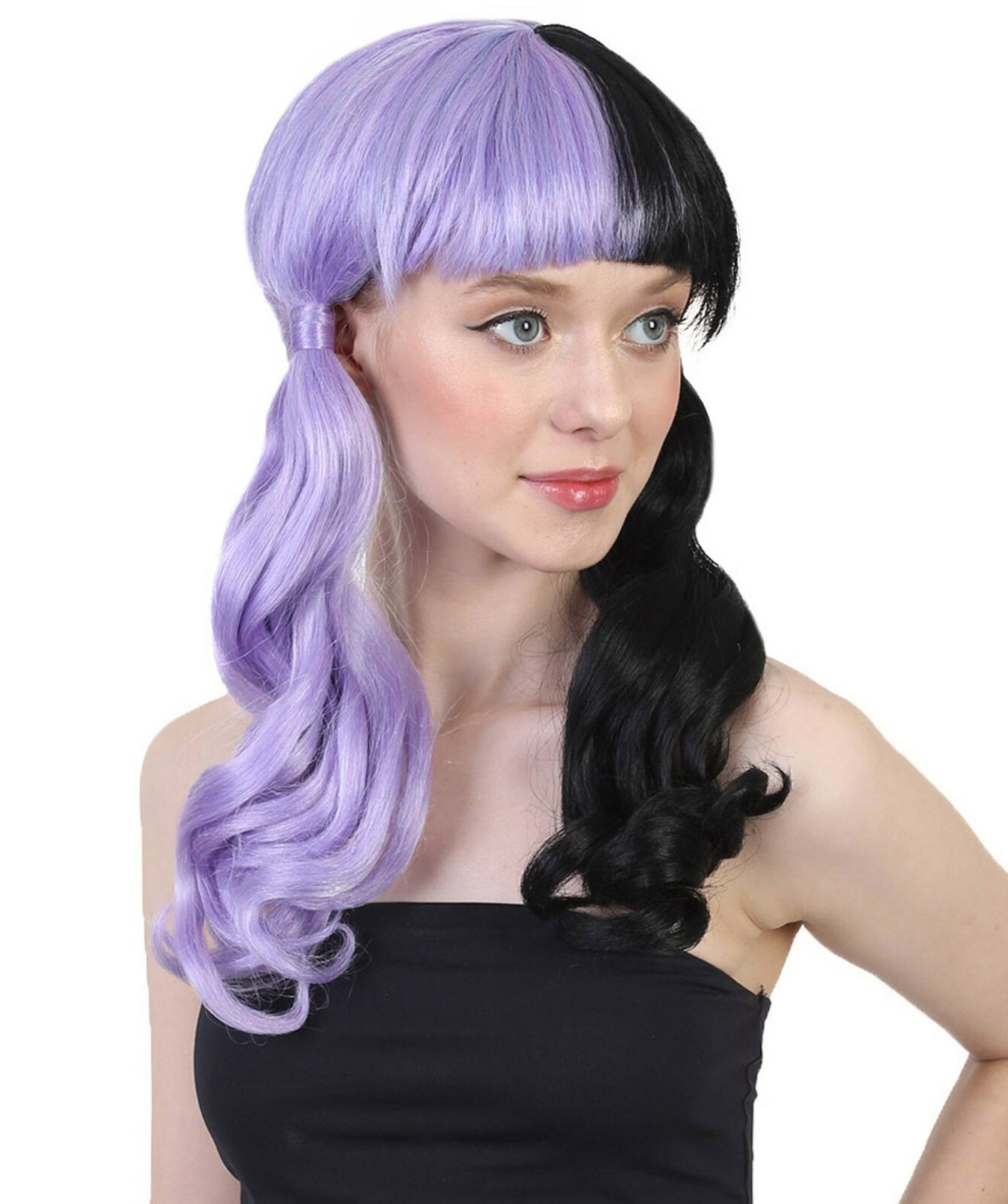 Melanie Martinez Purple Black Split Wavy Bob Wig Cosplay Costume Adult