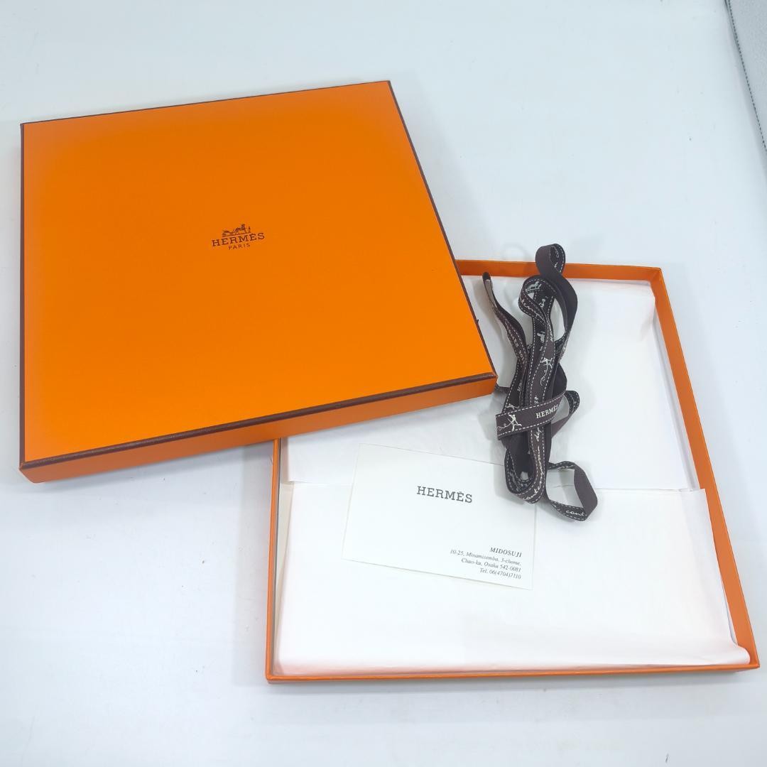 Hermes Paris Silk Suspenders Black Multicolor All Over Pattern Length 82cm w/Box