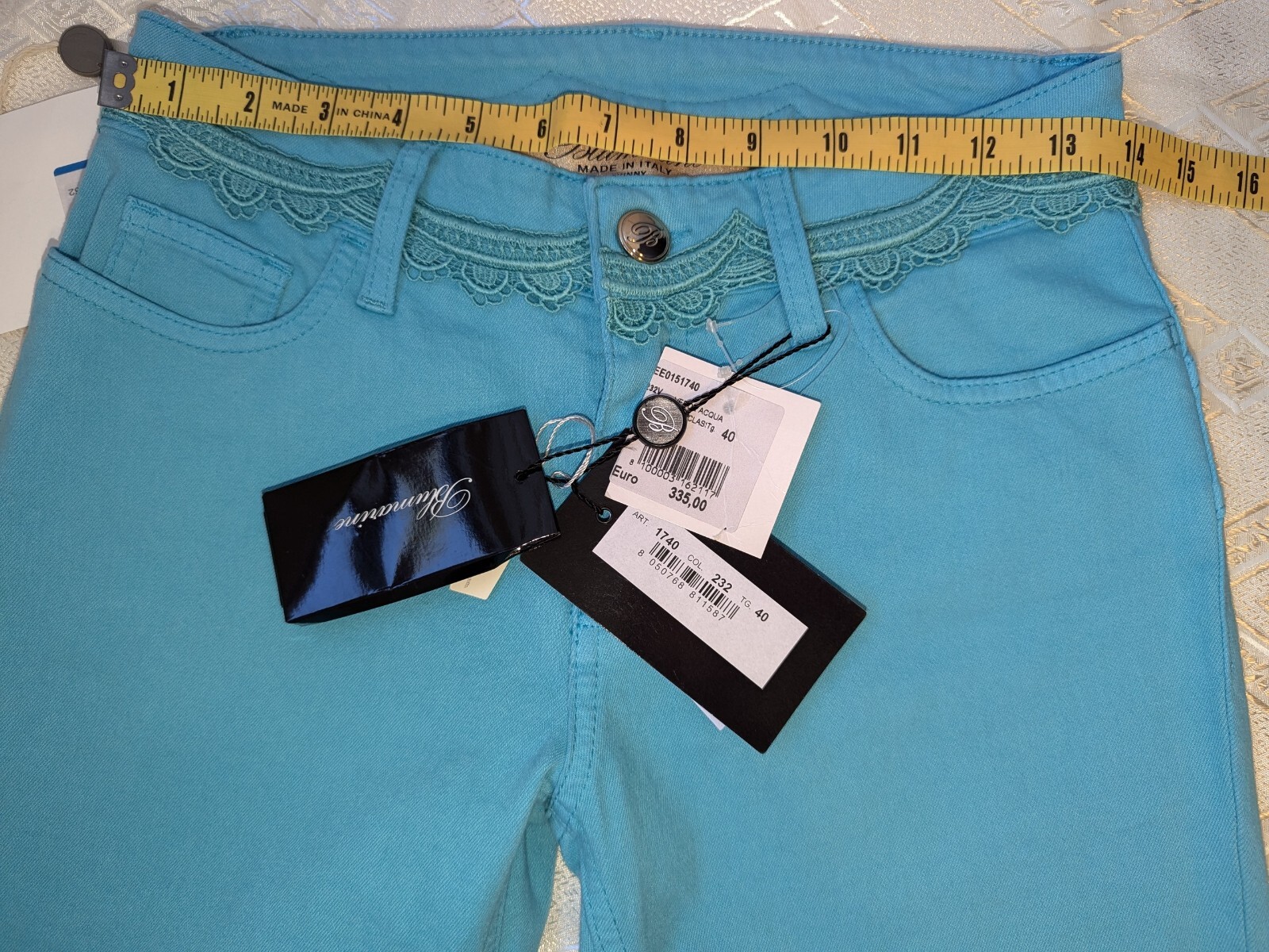 NEW BLUMARINE COTTON BLEND SKINNY GREEN WOMEN’S PANTS US 4 IT 40 MADE IN ITALY