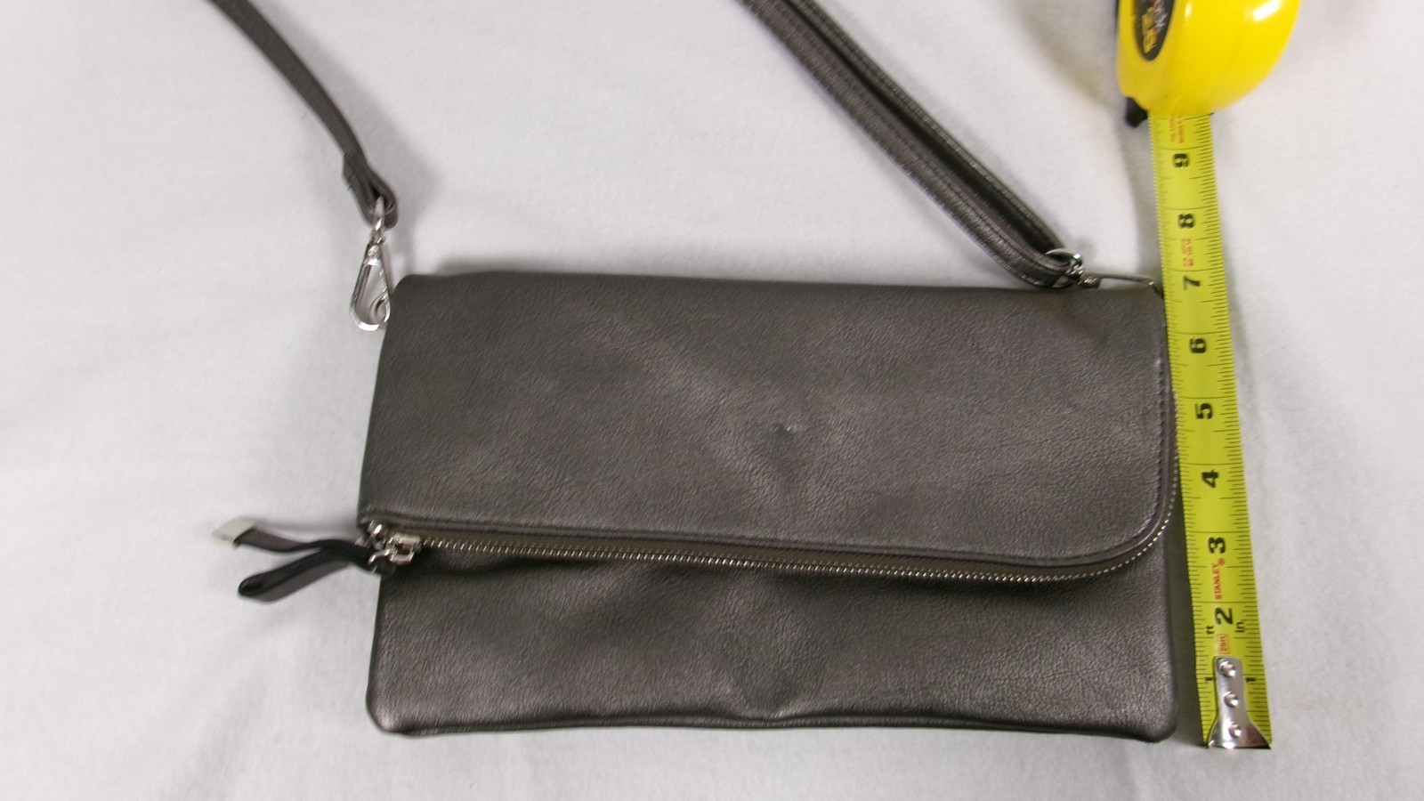 Charming Charlie Gray Metallic Fold-Over Crossbody Purse