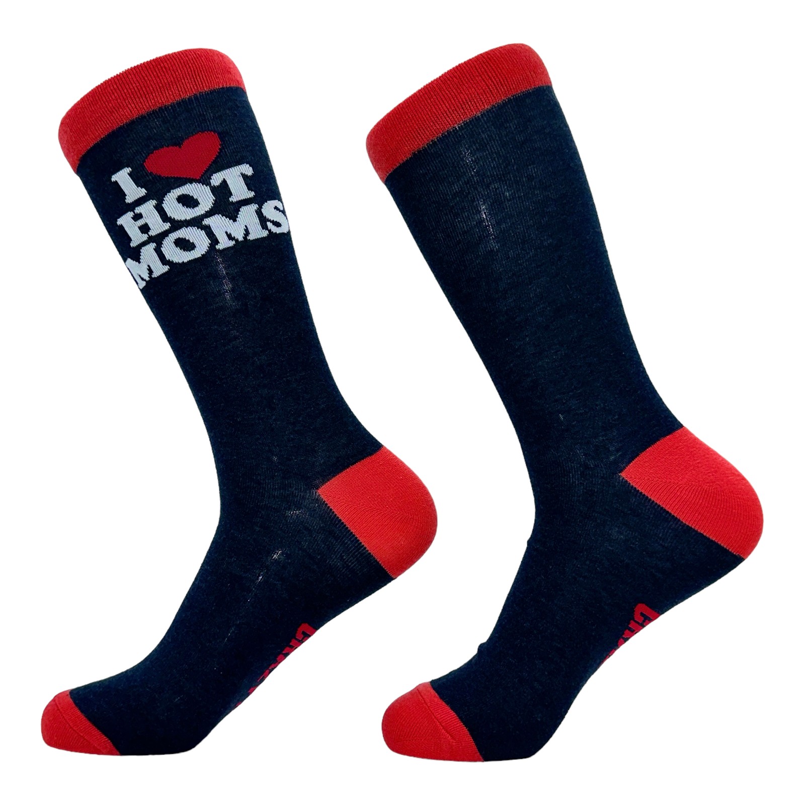 Men’s I Heart Hot Moms Socks Funny Sarcastic Flirting With Mothers Joke Footwear