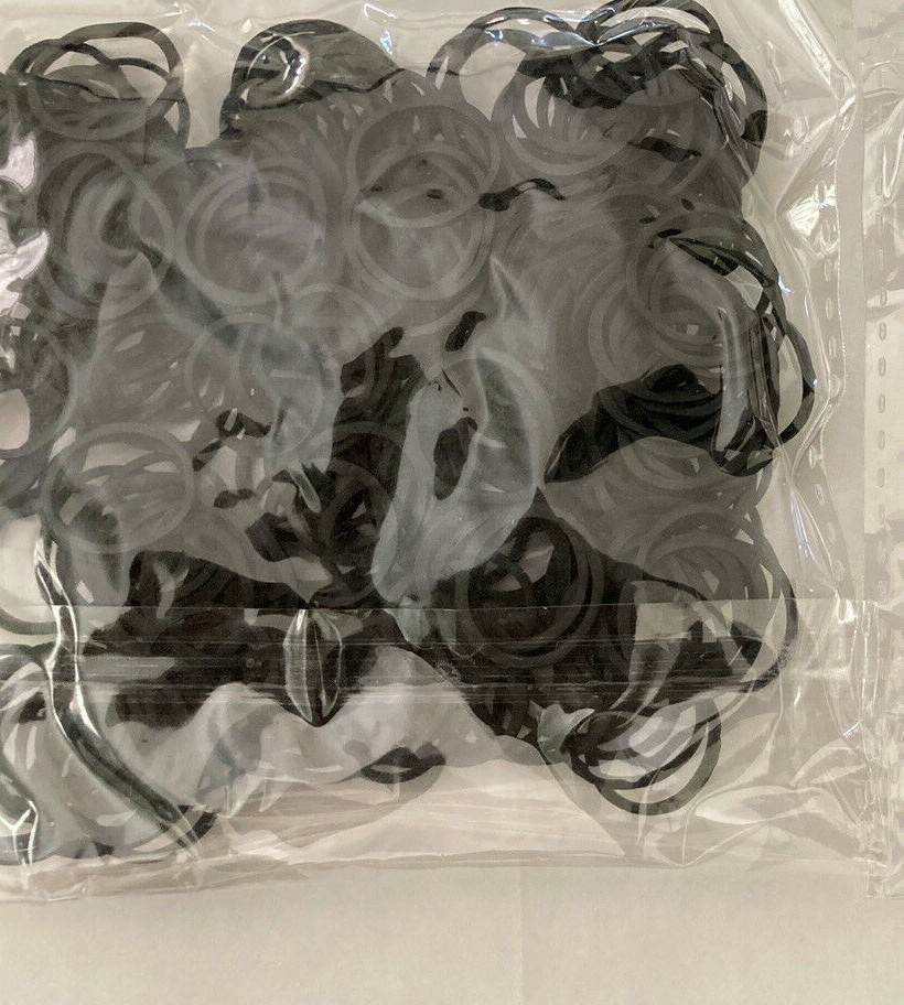 250 Small Black Rubber Bands for Crafts Hobbies Pony Hair Holder Office Use.