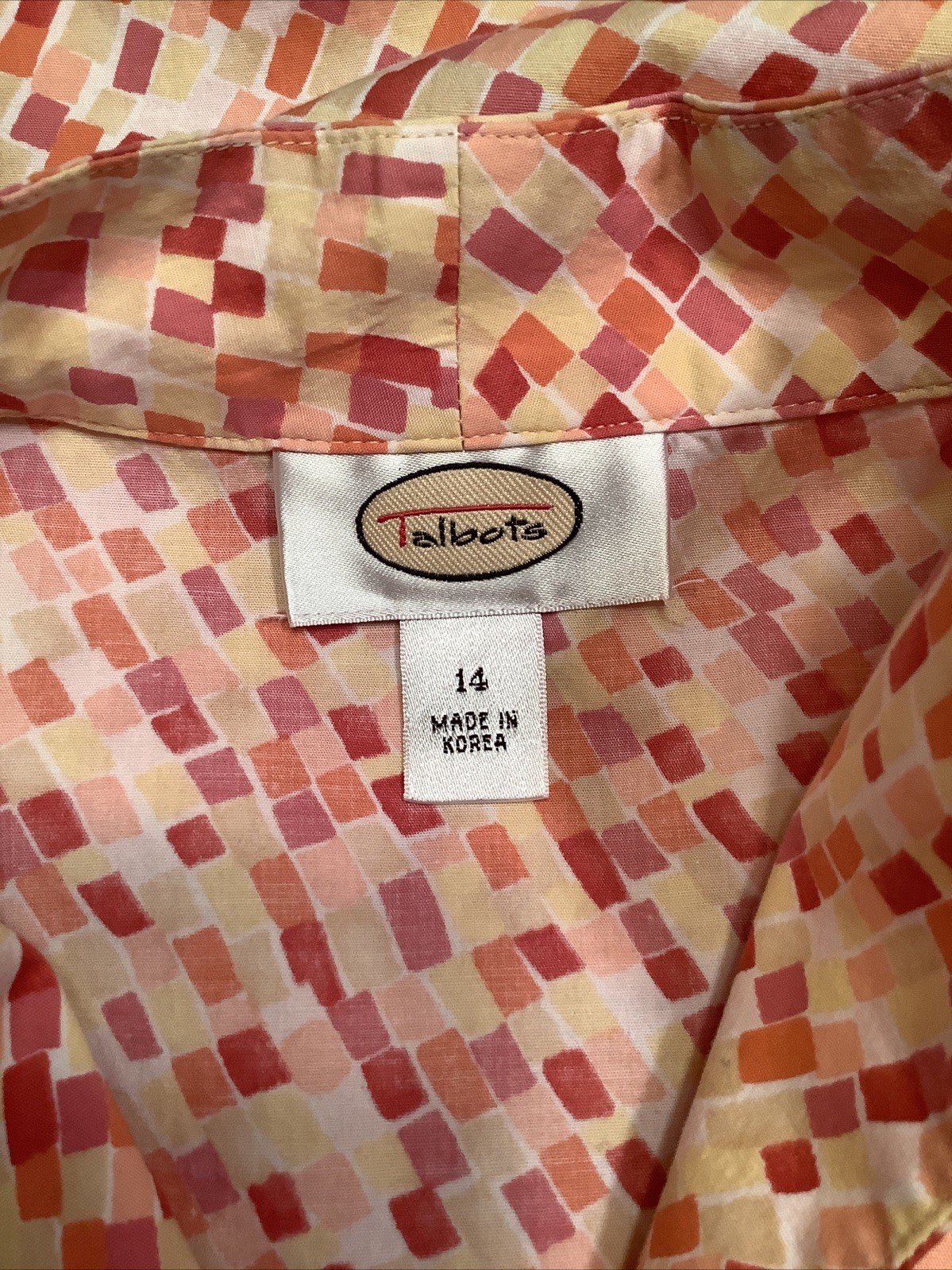 Talbots 14 Multicolored Sleeveless V Neck Side Zipper Cotton Spandex Stretch