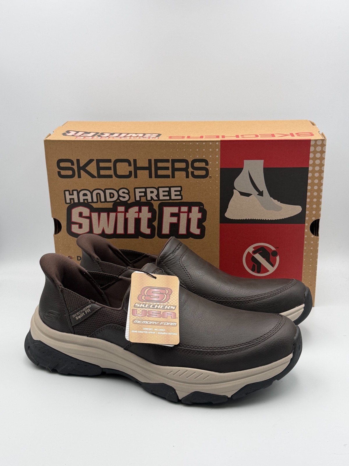 Skechers Men’s Hands Free Slip-ins Izaiah Brown Slip-On Sneakers Size 10.5