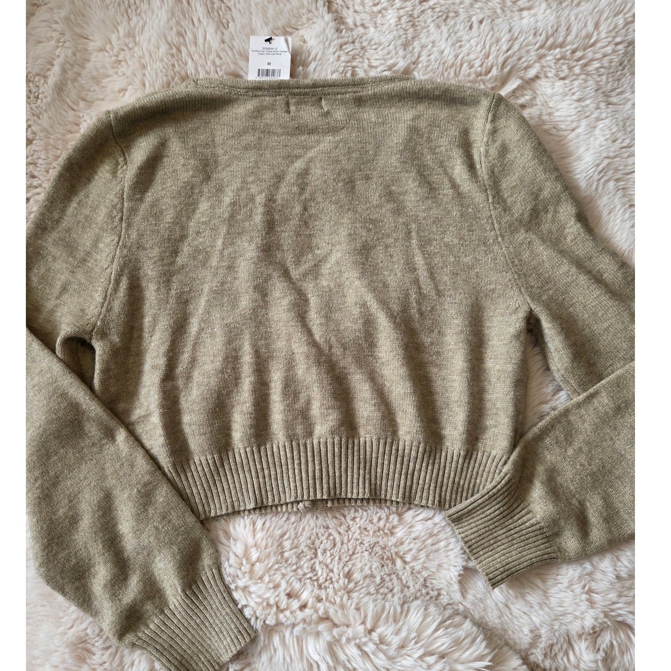 Cotton on: Everfine Crop V-Neck Button Cardigan in Olive leaf Marle M NWT