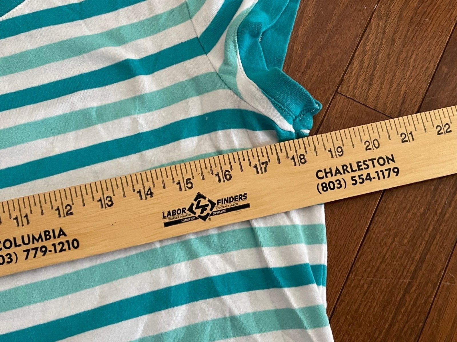 Talbots Petites Womens Turquoise and White Striped Top Shirt Size Large LP