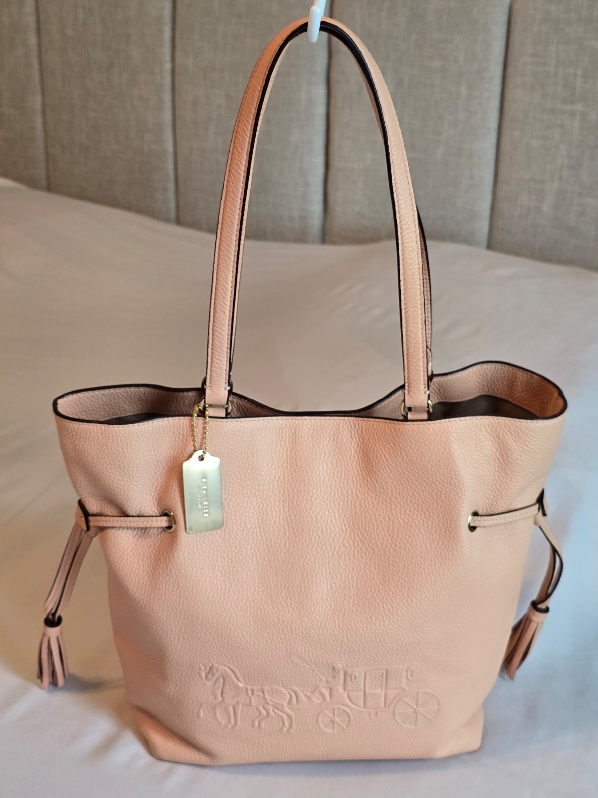 Coach Andy Tote in Faded Blush Pebbled Leather Embossed Horse & Carriage Logo