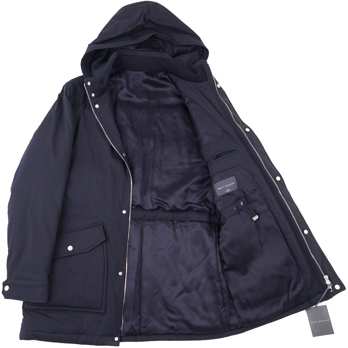 Brett Johnson ‘St. Moritz’ Navy Blue Padded Silk Parka M (Eu 50) NWT Coat