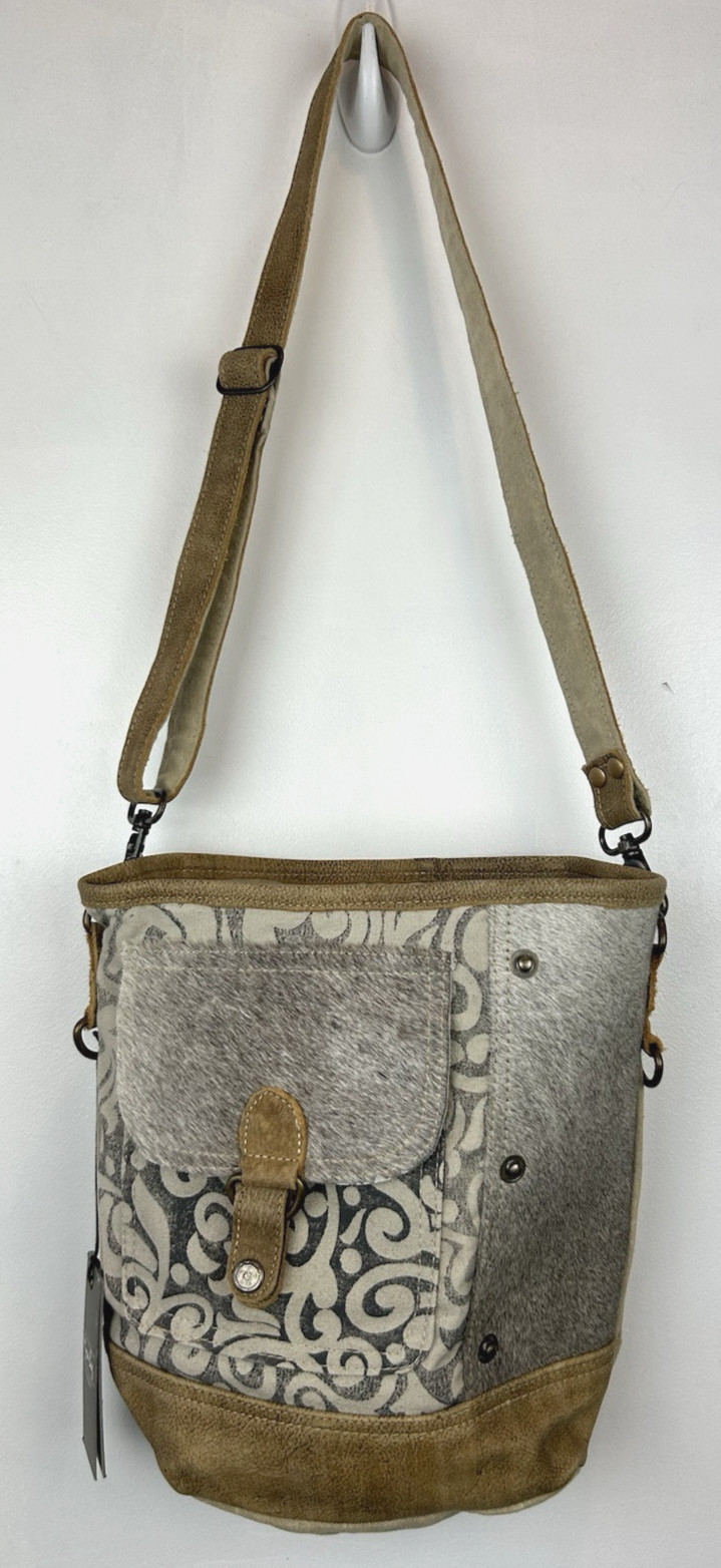 Myra Bag Purse Western Leather Hide Canvas Southwestern Rodeo Boho Gift New