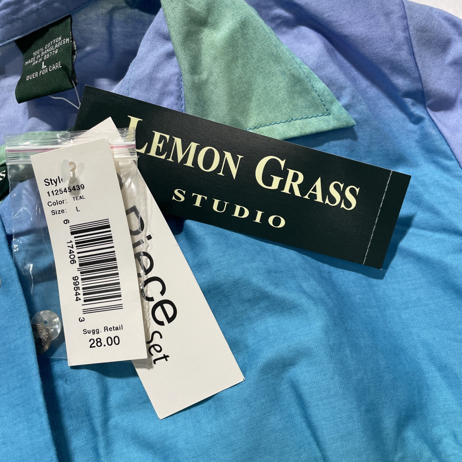 New with tags Lemongrass Studio Ombre Stripe Shirt Large 100% Cotton