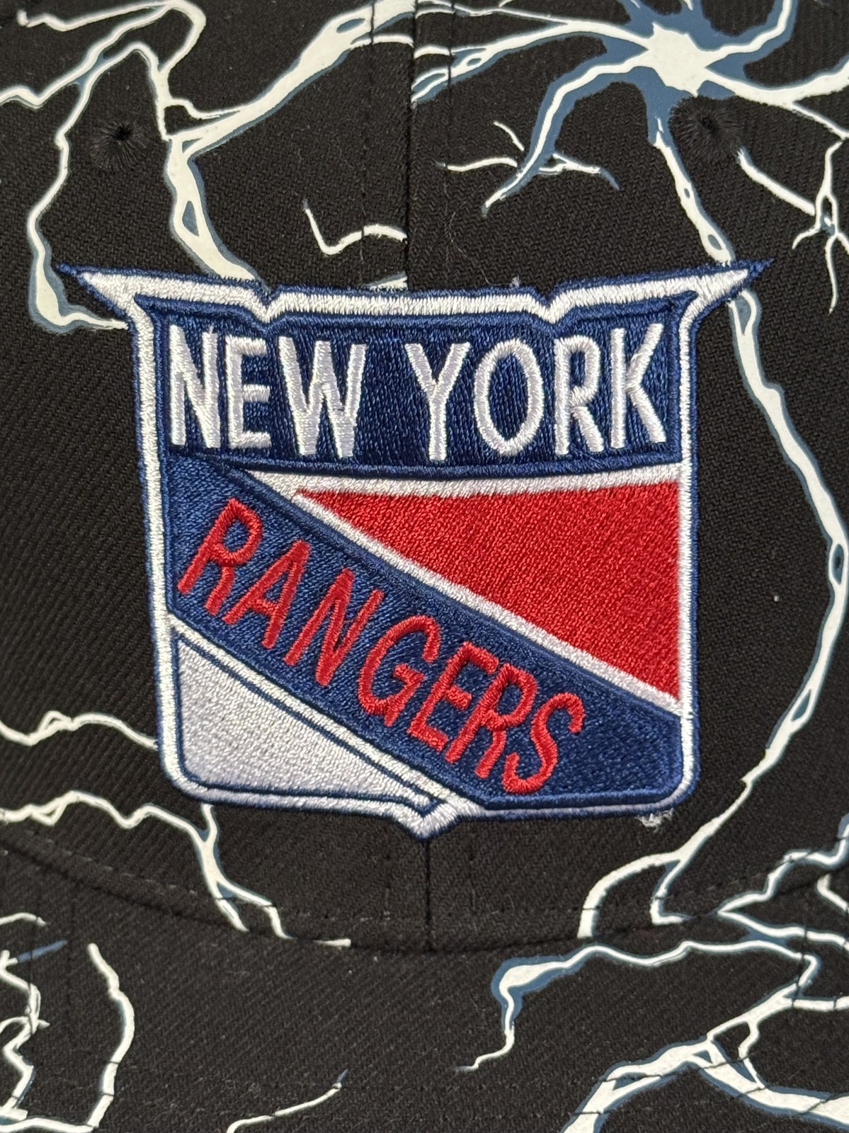 Mitchell & Ness NY Rangers Snapback Flat Brim Black Hat Adjustable