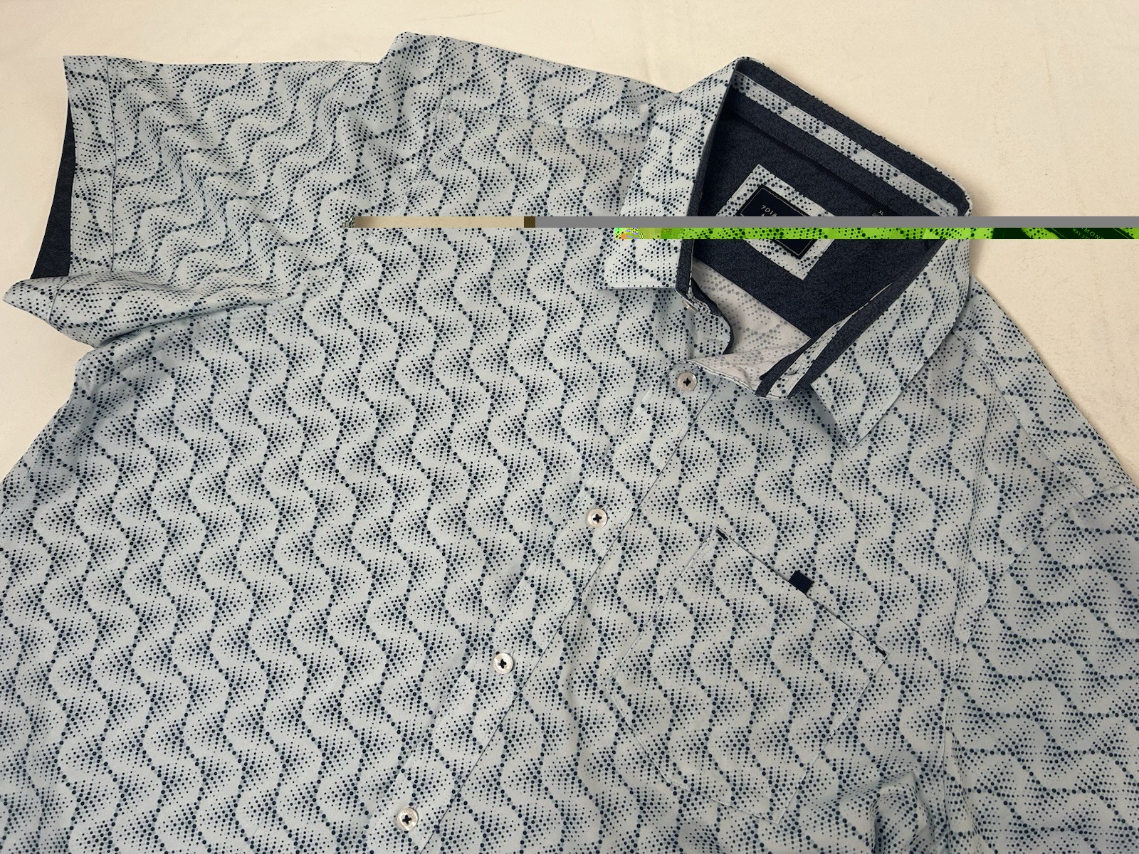 7 Diamonds 4 Way Stretch Shirt Mens Xl Blue Gray Geometric Performance Button Up