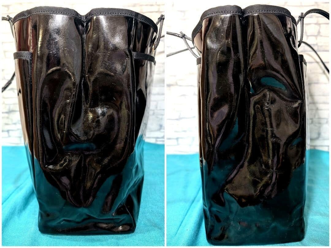 Anya Hindmarch Black Patent Leather Tote Bag Shoulder Work A4 Large 12.6in