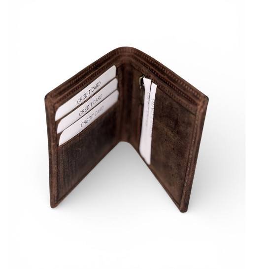 Premium Hunter Leather Wallet – Coffee Brown (Custom Name)