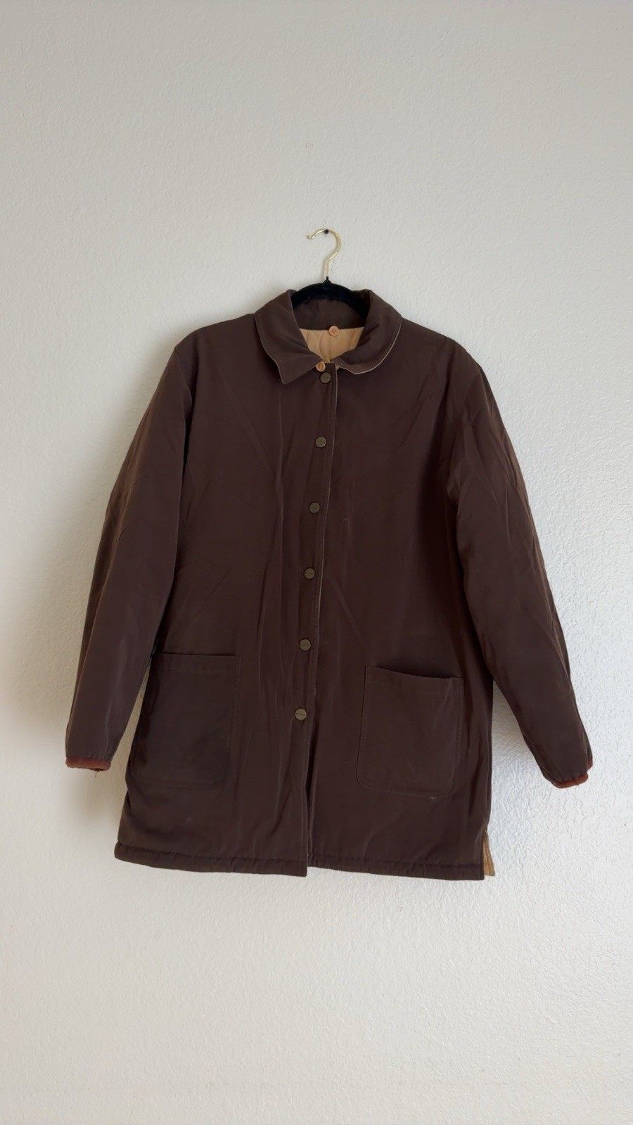 Liz Claiborne Women’s Reversible Quilted Jacket Coat Tan Brown Size L