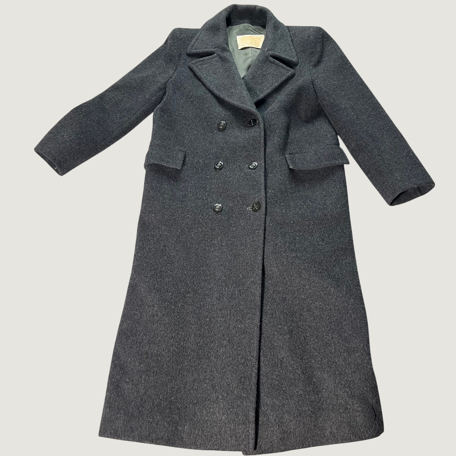 Pendleton Vintage Womens Gray 100% Virgin Wool Double Breasted Long Trench Coat