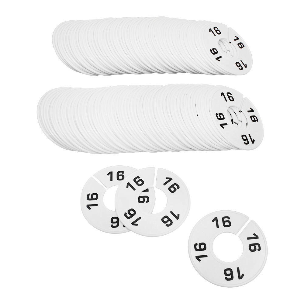 10 PCS WHITE 3-1/2″ Round Plastic SIZE 16 Dividers Hangers Retail Clothing Rack