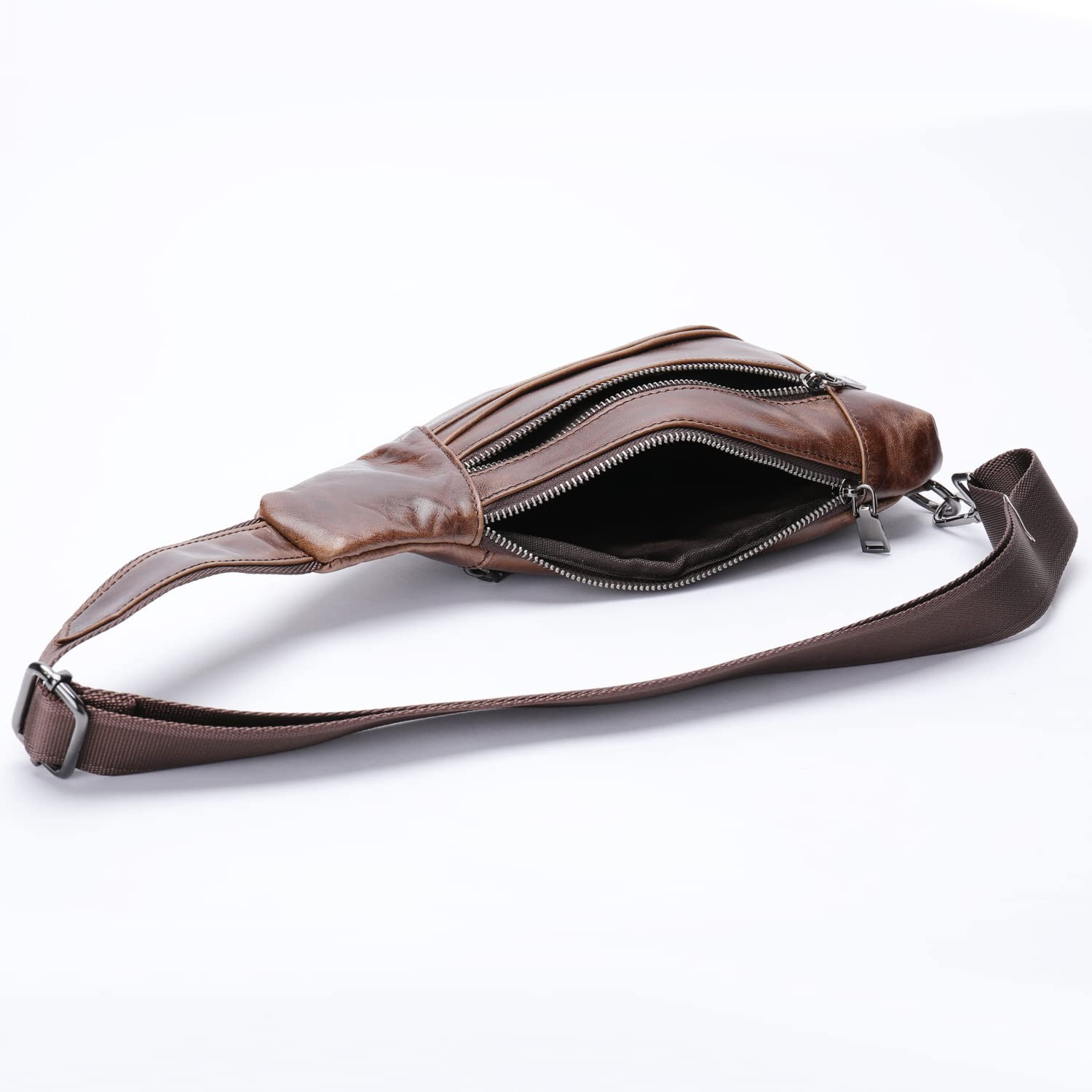 Leather Crossbody Sling Bag for Men Women Single Shoulder Chest Pack Backpack…