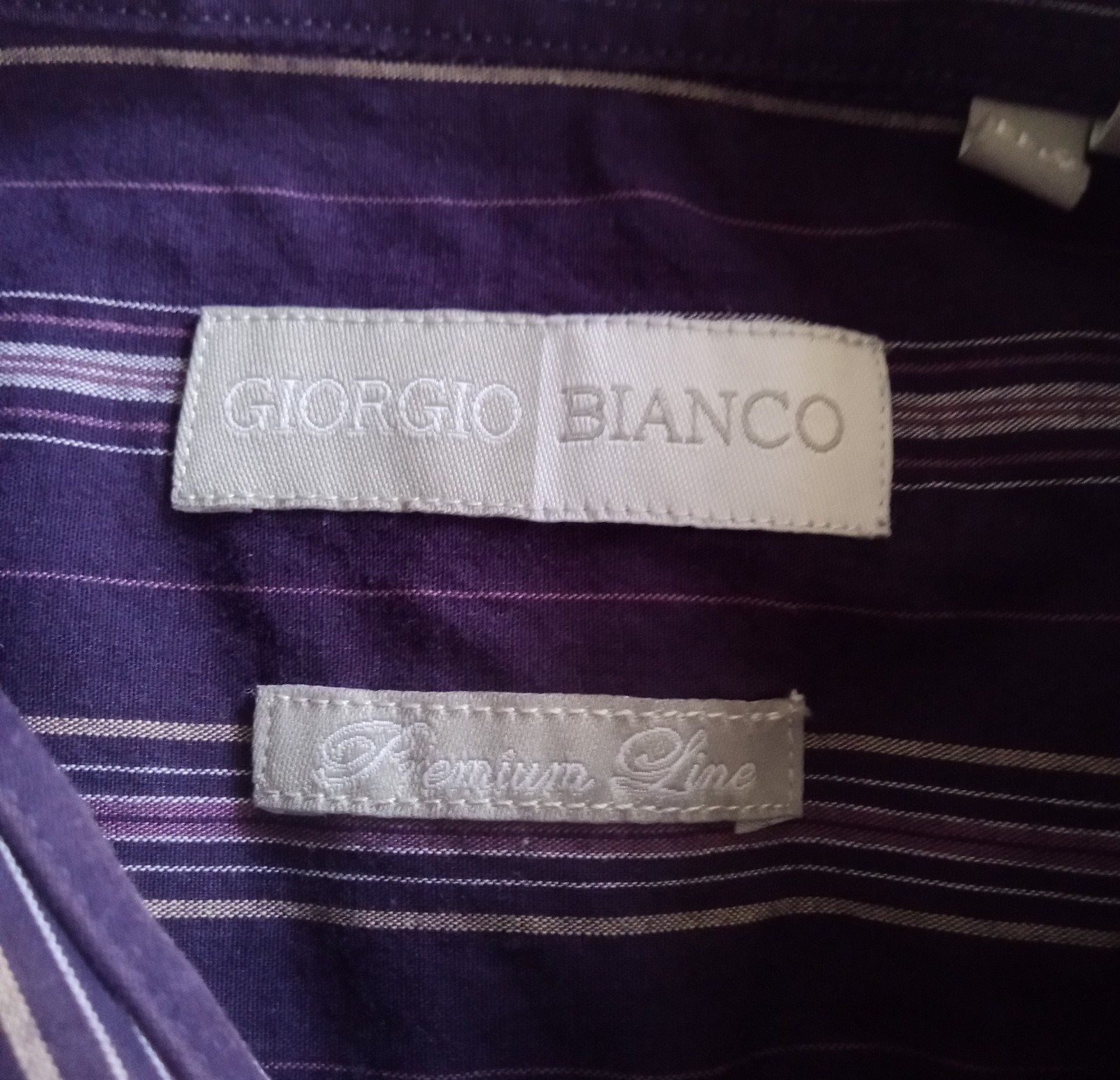 Giorgio Bianco Shirt 17.5 Mens Premium Line Purple Striped Button Down Preowned