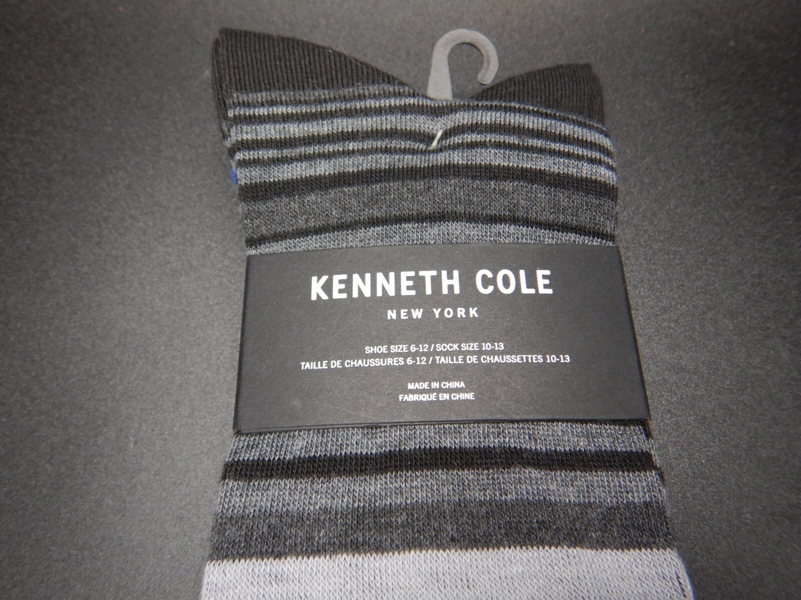 Kenneth Cole Men’s 3pk Crew Socks Gray Black Navy Pattern Size 6-12 NWT