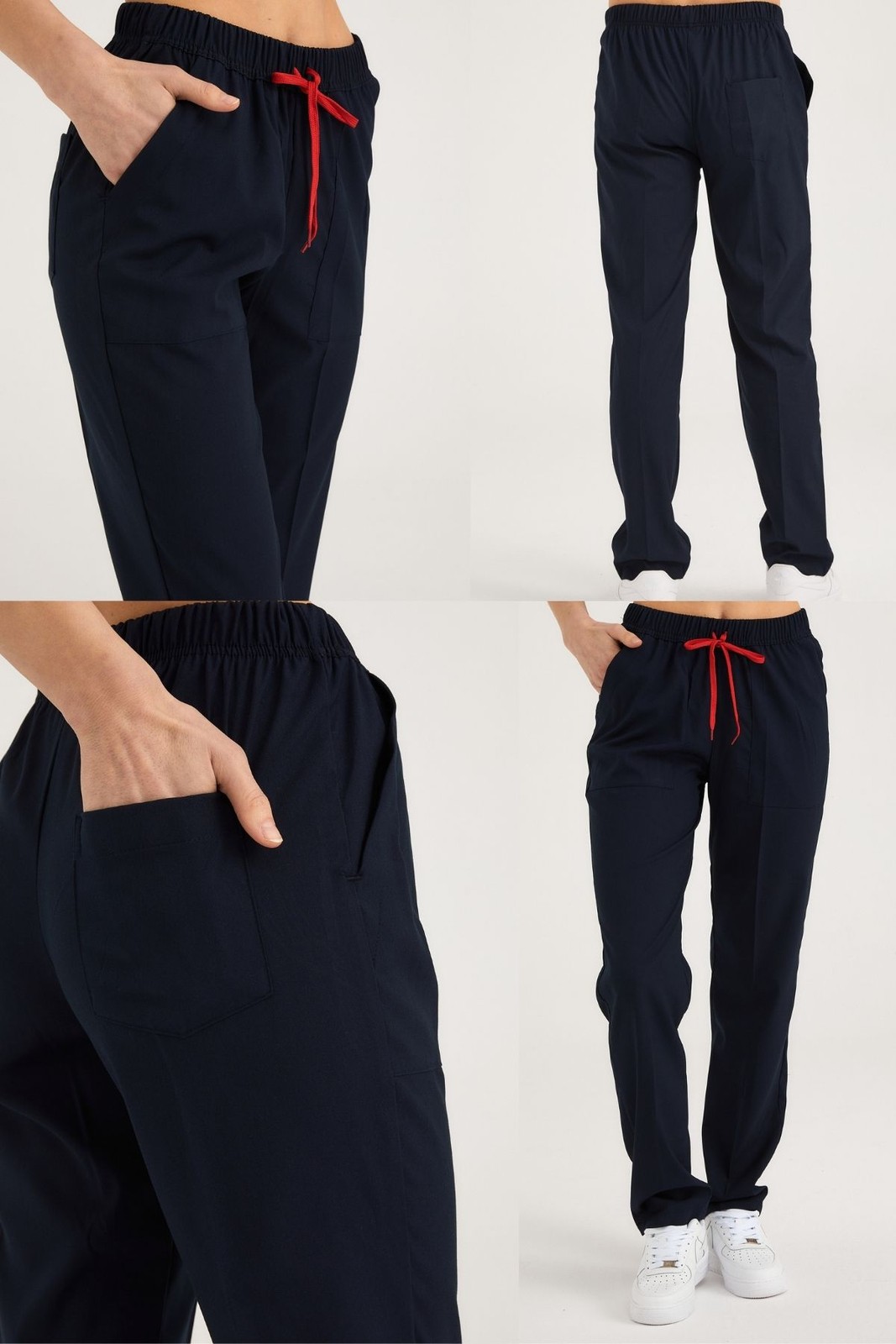 White Top Navy Bottom Positive Lycra Surgical Suit – Scrubs Set (Top+Bottom)