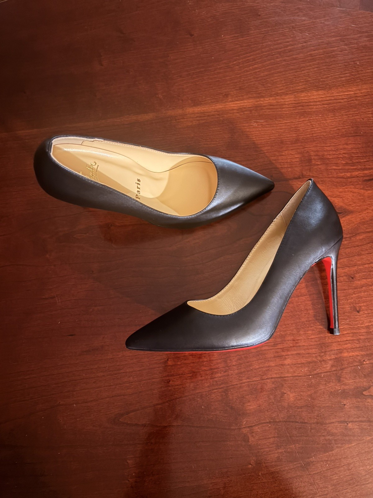 Christian Louboutin ‘Kate 85’ Pointed Toe Black Leather Pumps