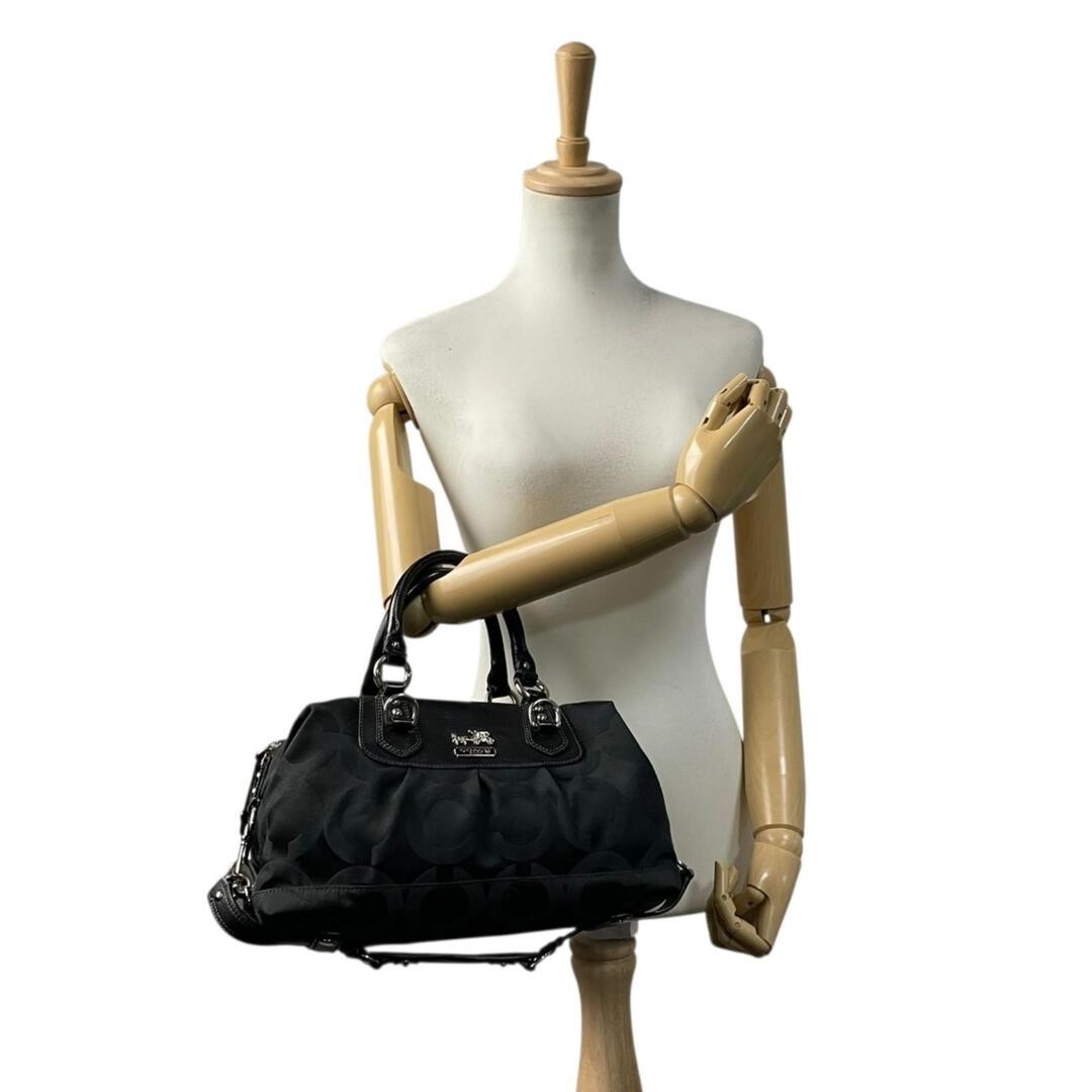 Good Condition COACH Madison Op Art Satin Sophia Satchel 2WAY Handbag Shoulder B
