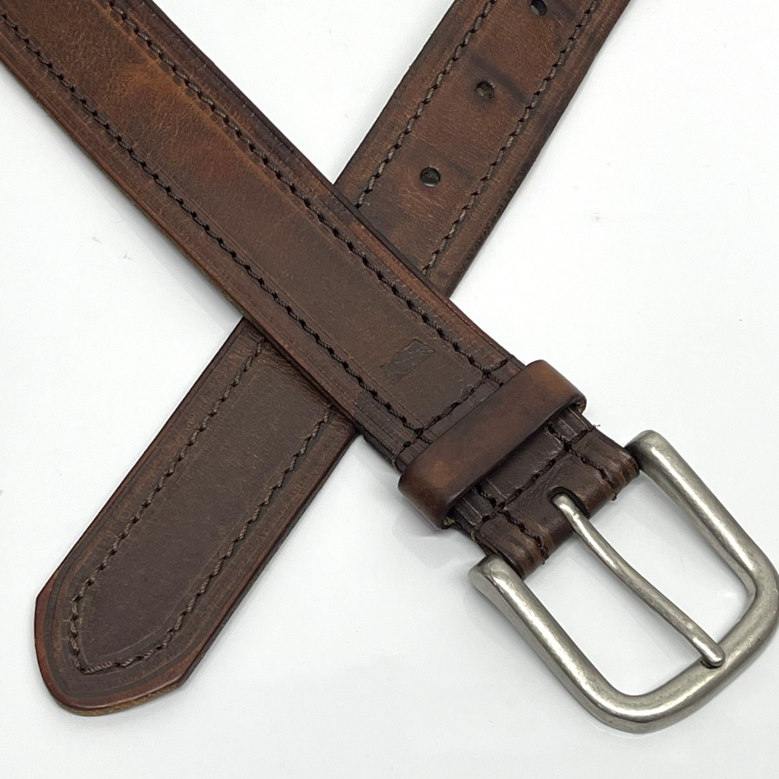 Levi’s Men’s 38 Brown Genuine Leather Belt 1.25” Wide Casual Stitched Edge