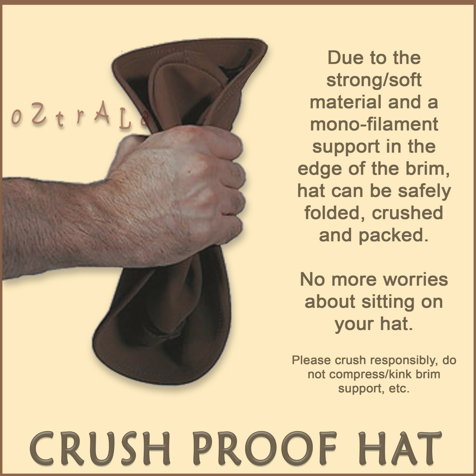 【oZtrALa】 Oiled KANGAROO Leather Hat Cowboy Outback Mens Black Jacaru AUSTRALIAN