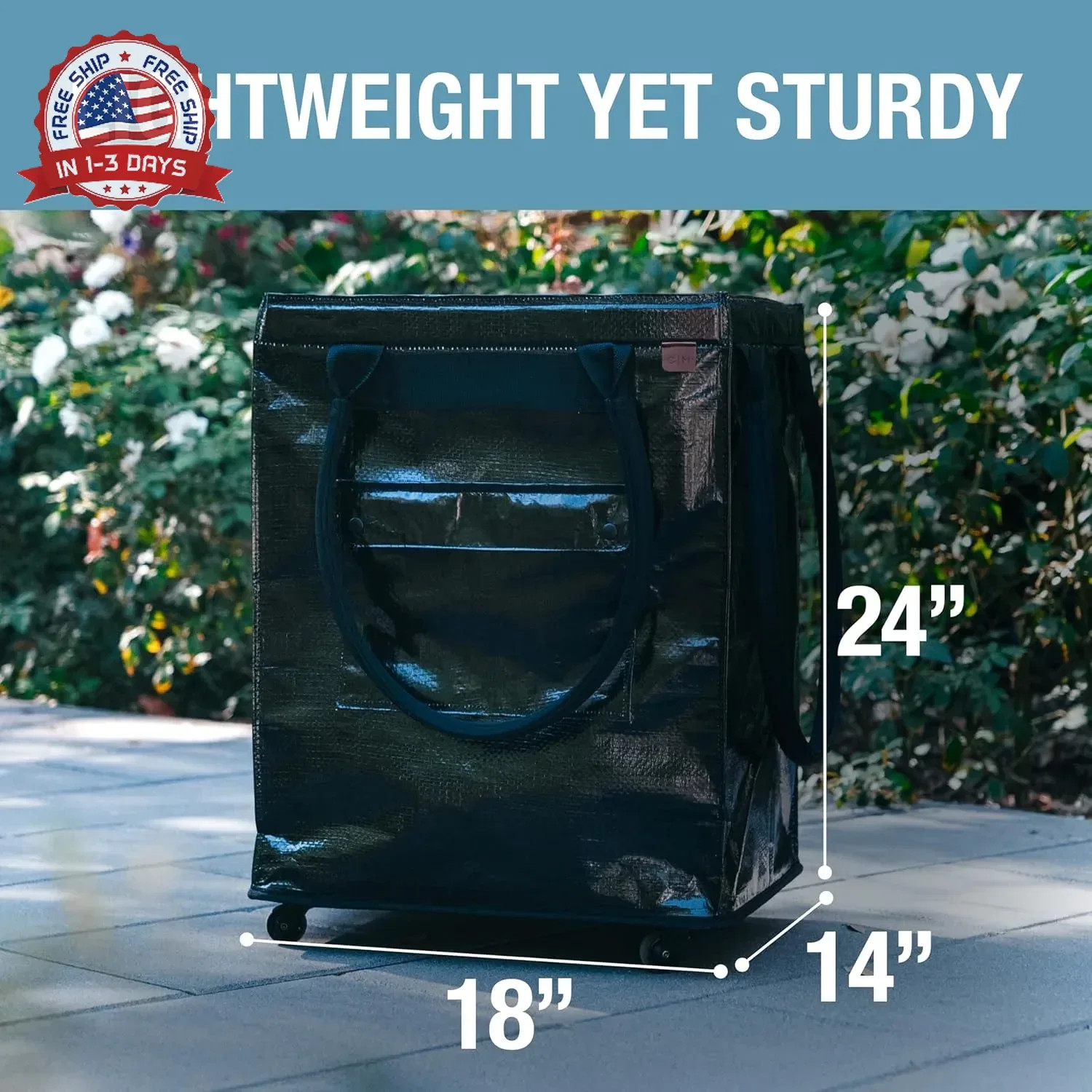 90L Collapsible Rolling Tote Bag Heavy-Duty Waterproof for Groceries Laundry