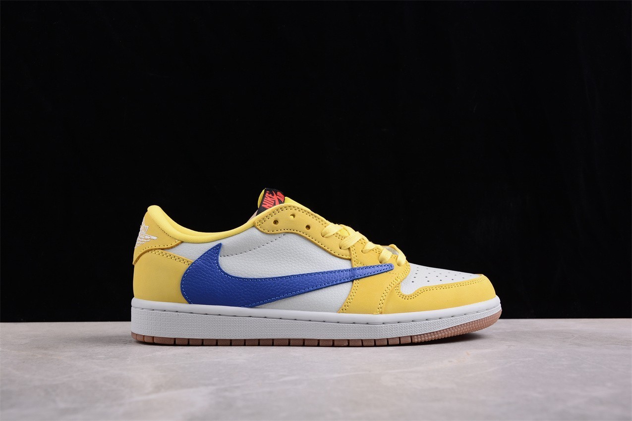 Men’s US Size 7-12 Travis Scott x Jordan 1 Low OG “Canary Yellow” Sneakers