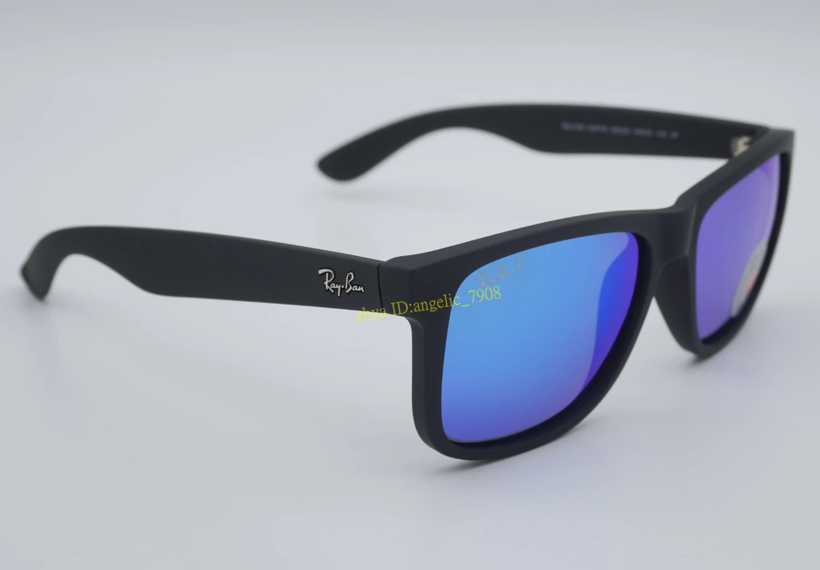 Ray-Ban Justin RB4165 Sunglasses Polarized Blue Lens Matte Black Frame Men 54mm