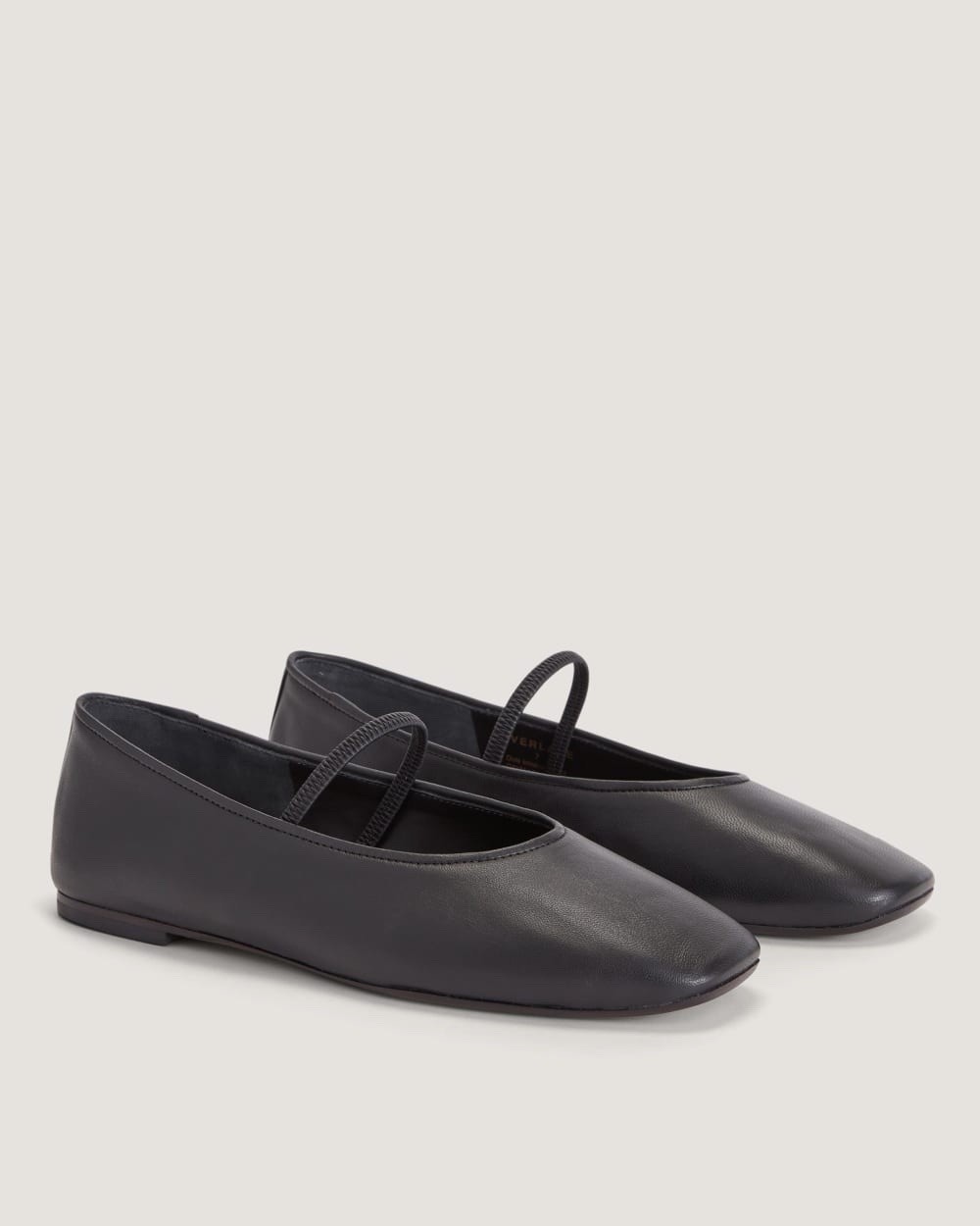 Everlane Black Leather Mary Jane Flats Square Toe Size 6.5 NWB
