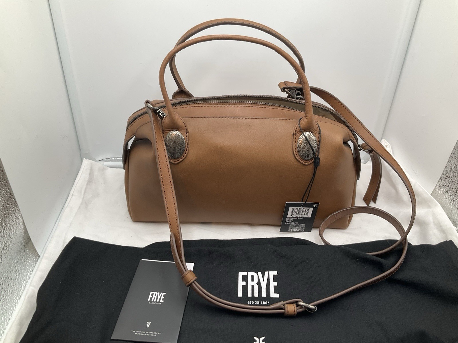 Frye Cheyenne Small Distressed Leather Satchel Cognac NEW