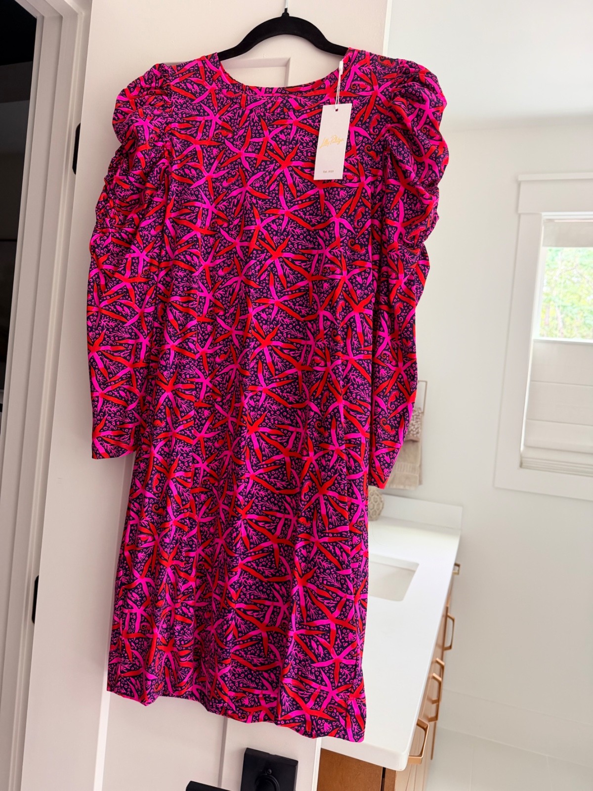 Lilly Pulitzer Steffie Dress in Passion Fruit Pink Star starfish NWt Size Small