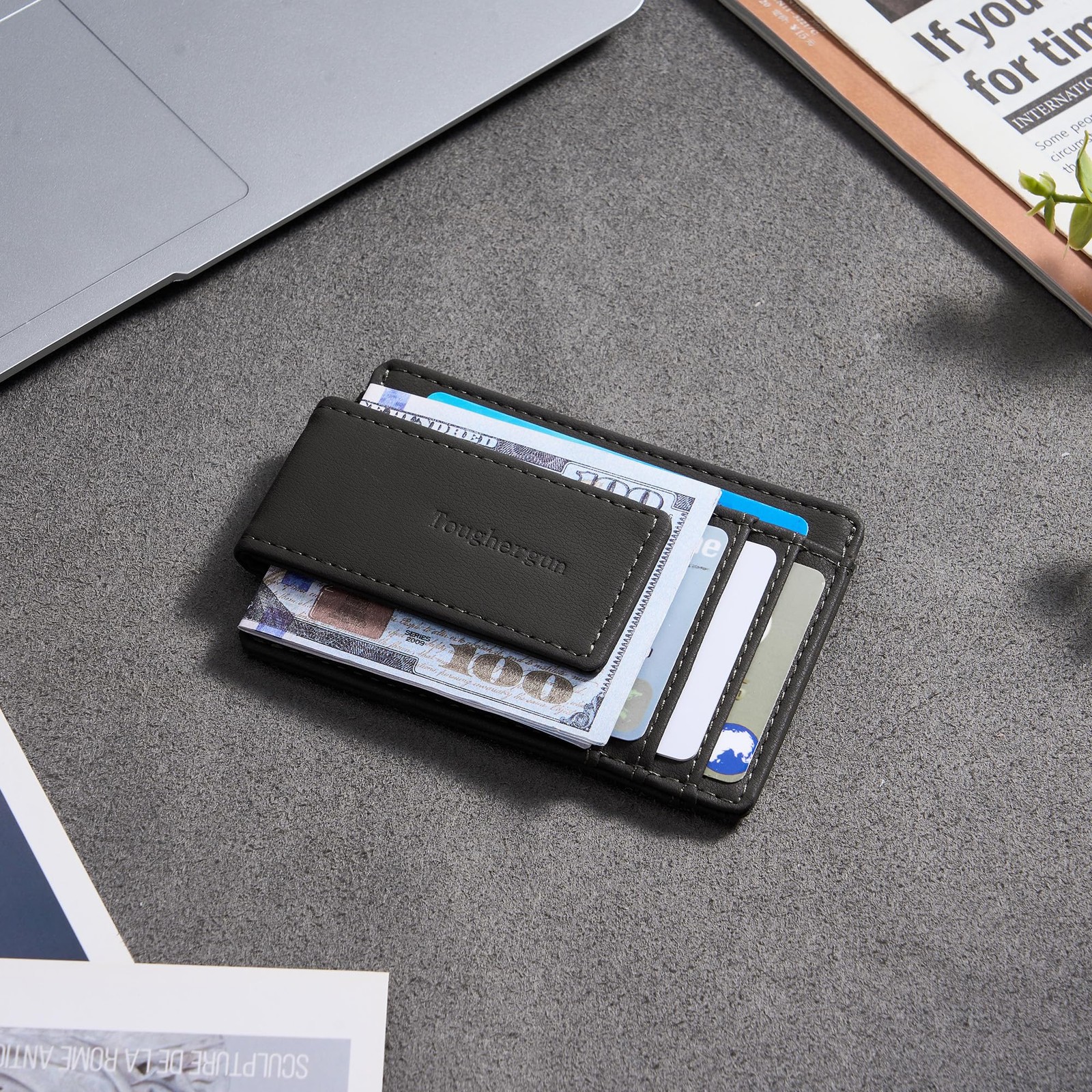 Slim RFID Wallet Mens Money Clip Minimalist Credit Card Holder
