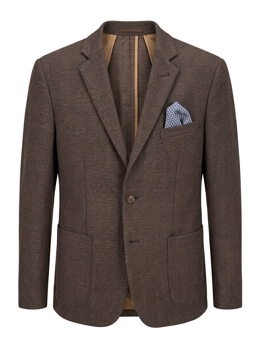 DEVRED 1902 Paris Men Brown Textured Blazer Jacket Extra Slim Fit EU 48 US 38🥇