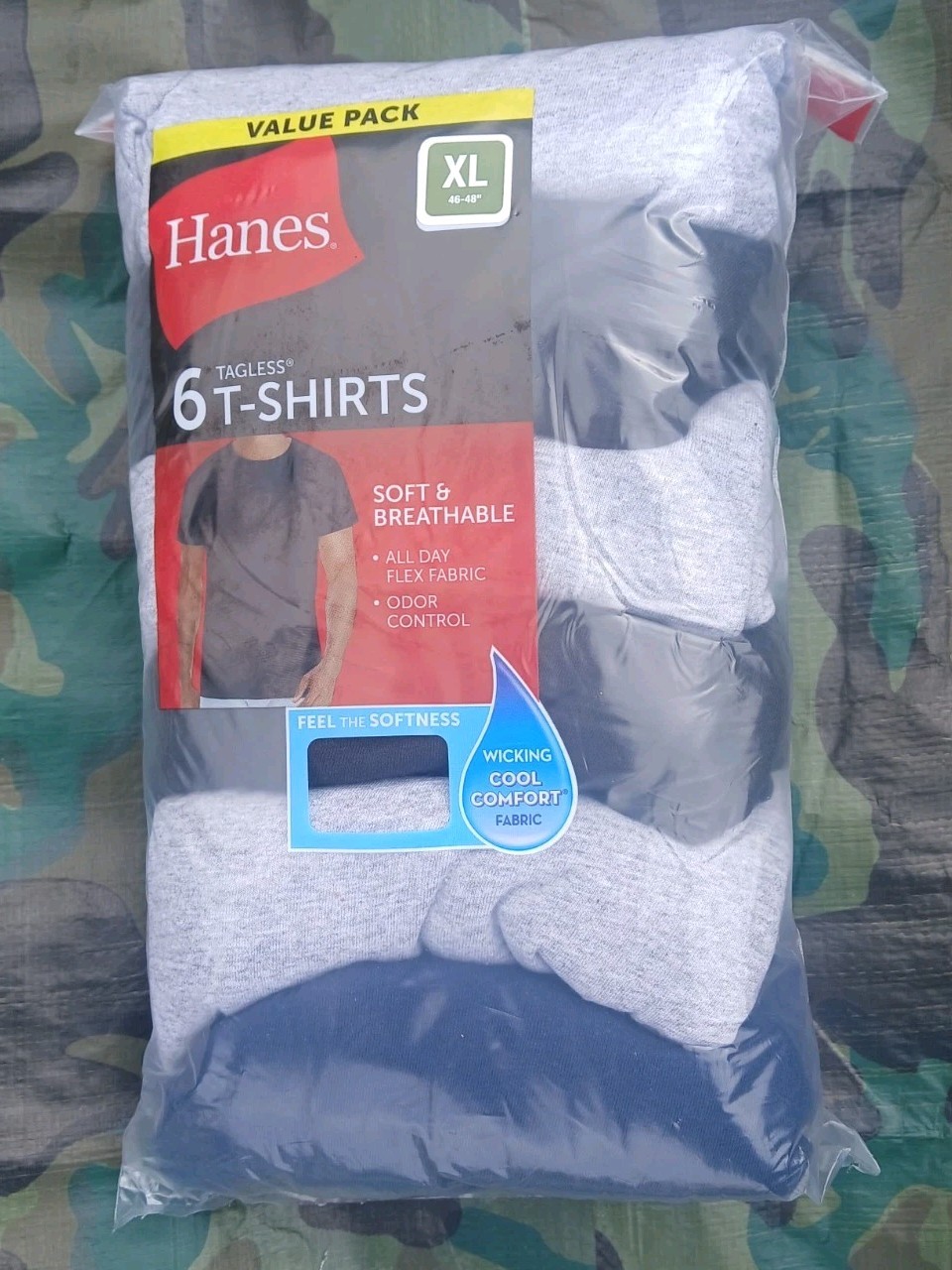 👕Hanes Mens Soft And Breathable Tanks Gray And Black 6-Pack Size XLarge XL