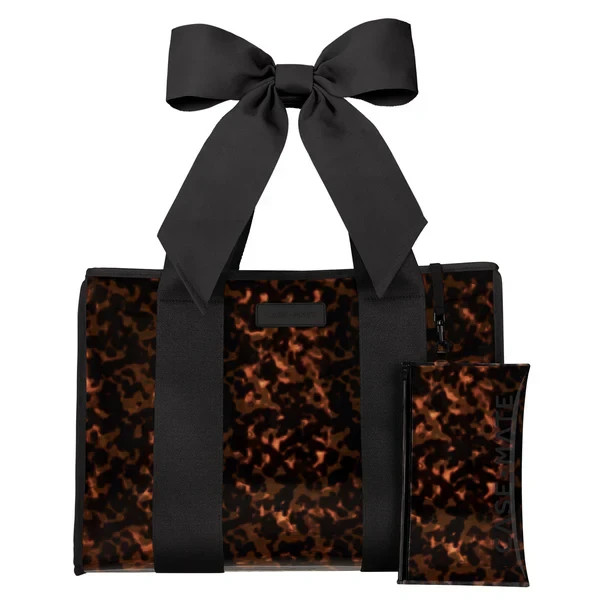 Case-Mate Black Bow Tortoise Shell Jelly Tote Bag Waterproof Beach Travel Gym