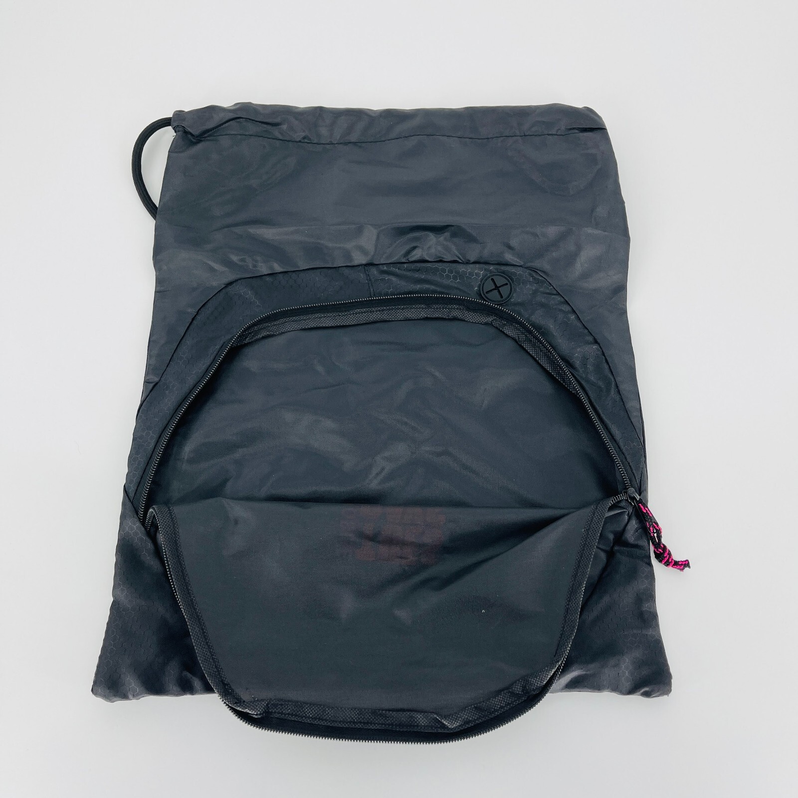T-Mobile Black Lightweight Drawstring Backpack Zipper Compartment Pink Logo -New