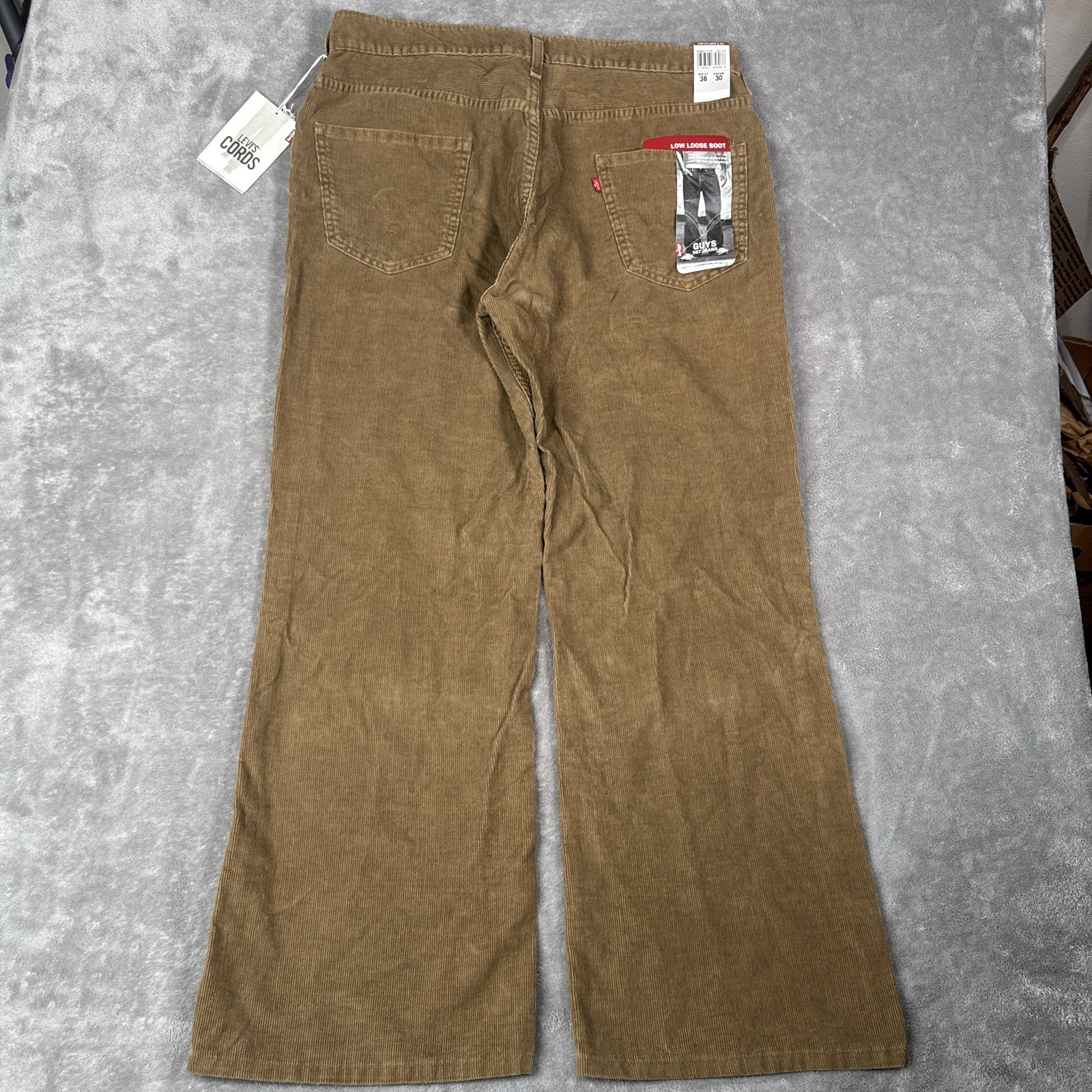 Levis 567 Mens 36×30 Pants Jeans Brown Corduroy Baggy Low Loose Boot Y2K VTG NWT