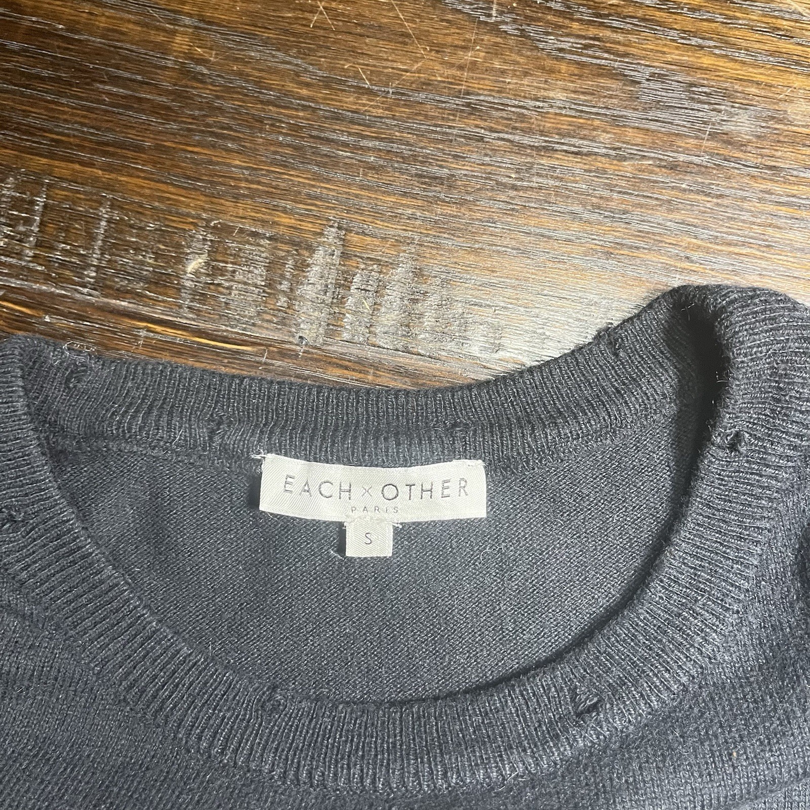 Each x Other Paris Crew Neck Cotton Cashmere Sweater Black L’Art Brut Sz S READ
