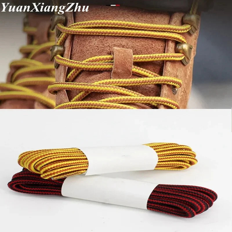 1 Pair Outdoor Boots Shoelaces Striped Double Color round Hiking Walking Sports