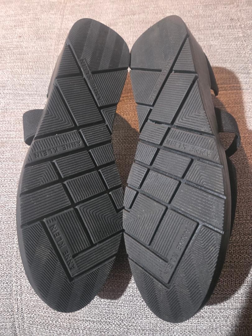 ANNE KLEIN iflex TARA BLACK FABRIC WEDGE MARYJANE ELASTIC STRAP SHOES 9 (2609)