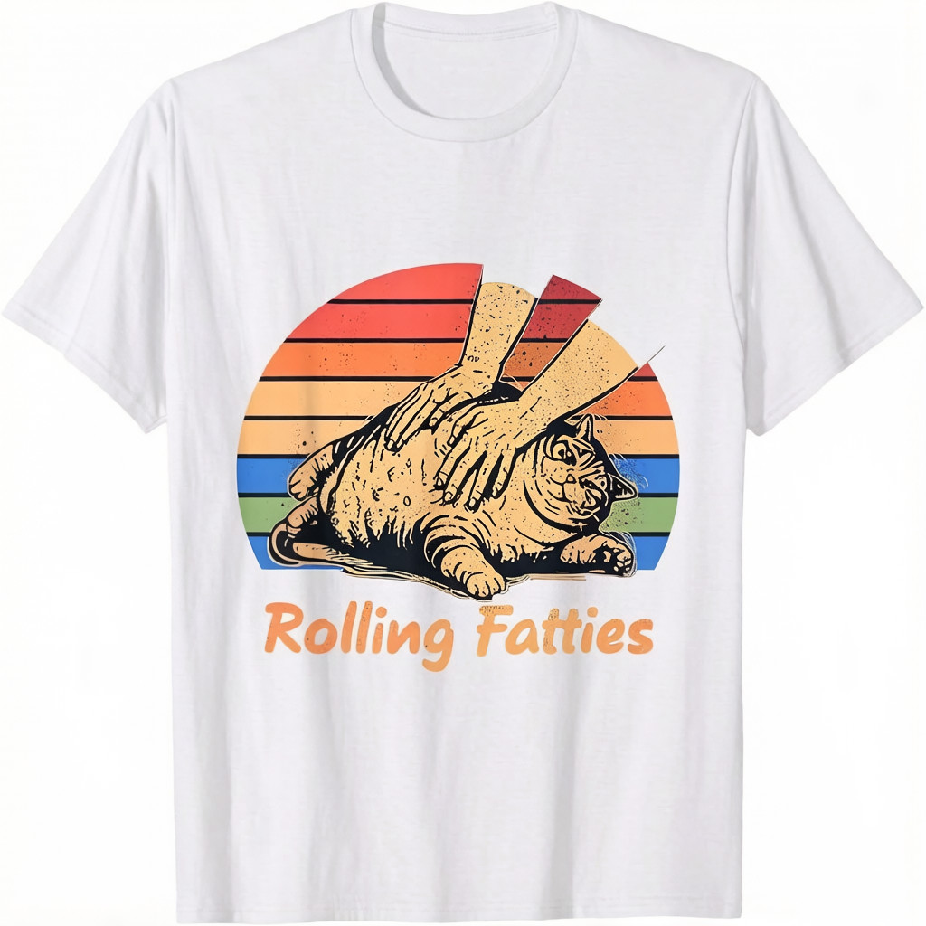 Cat Rolling Fatties Funny T-Shirt