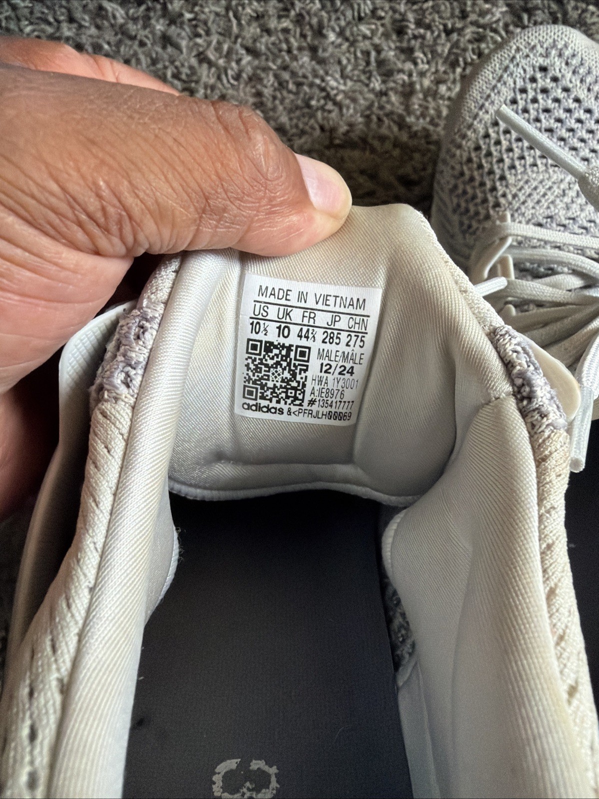 Size 10.5 – Mens Adidas Ultra Boost 1.0 Three Grey White Running Shoes – IE8976