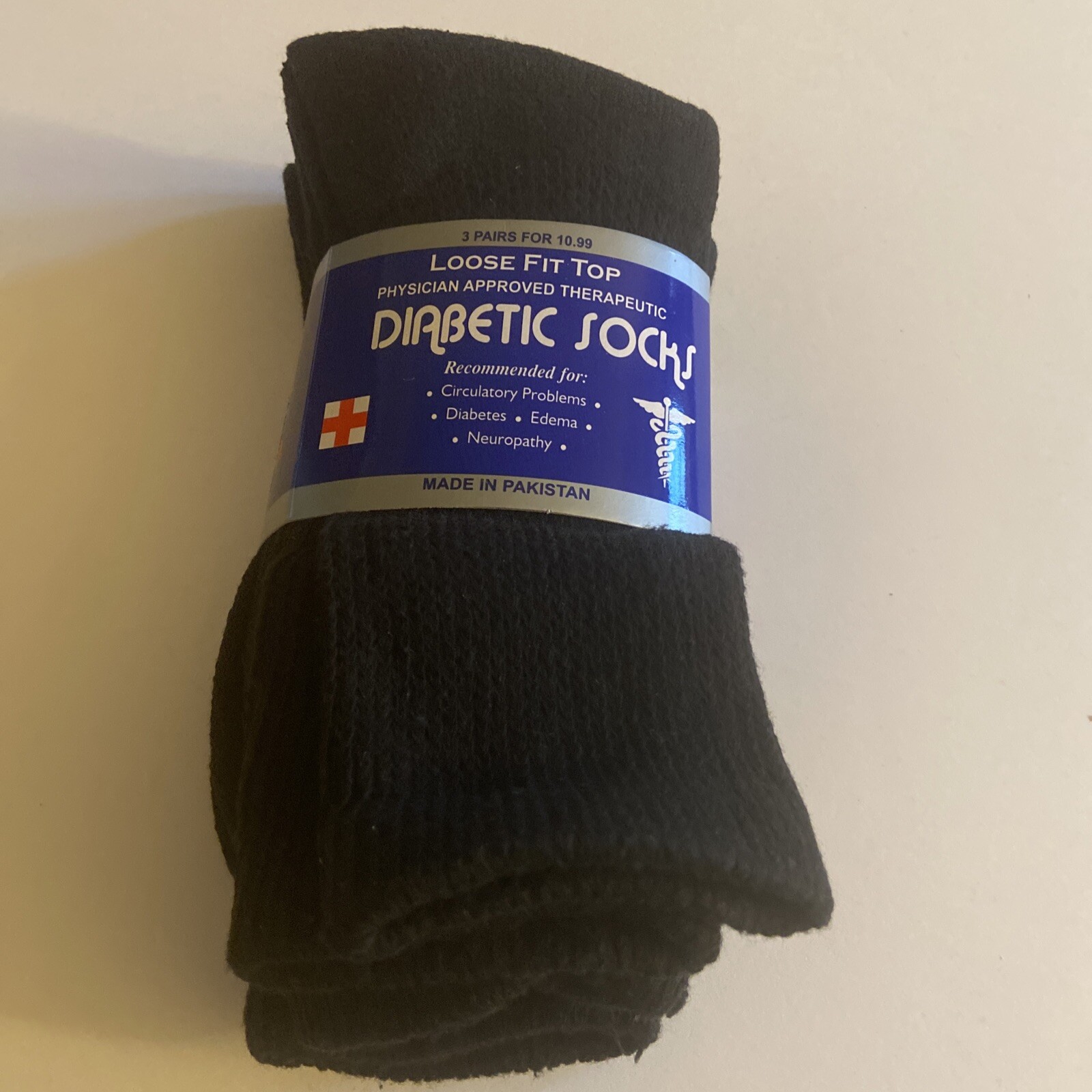 NEW Diabetic Black CREW SOCKS circulatory Health Men’s Cotton Size 9-11
