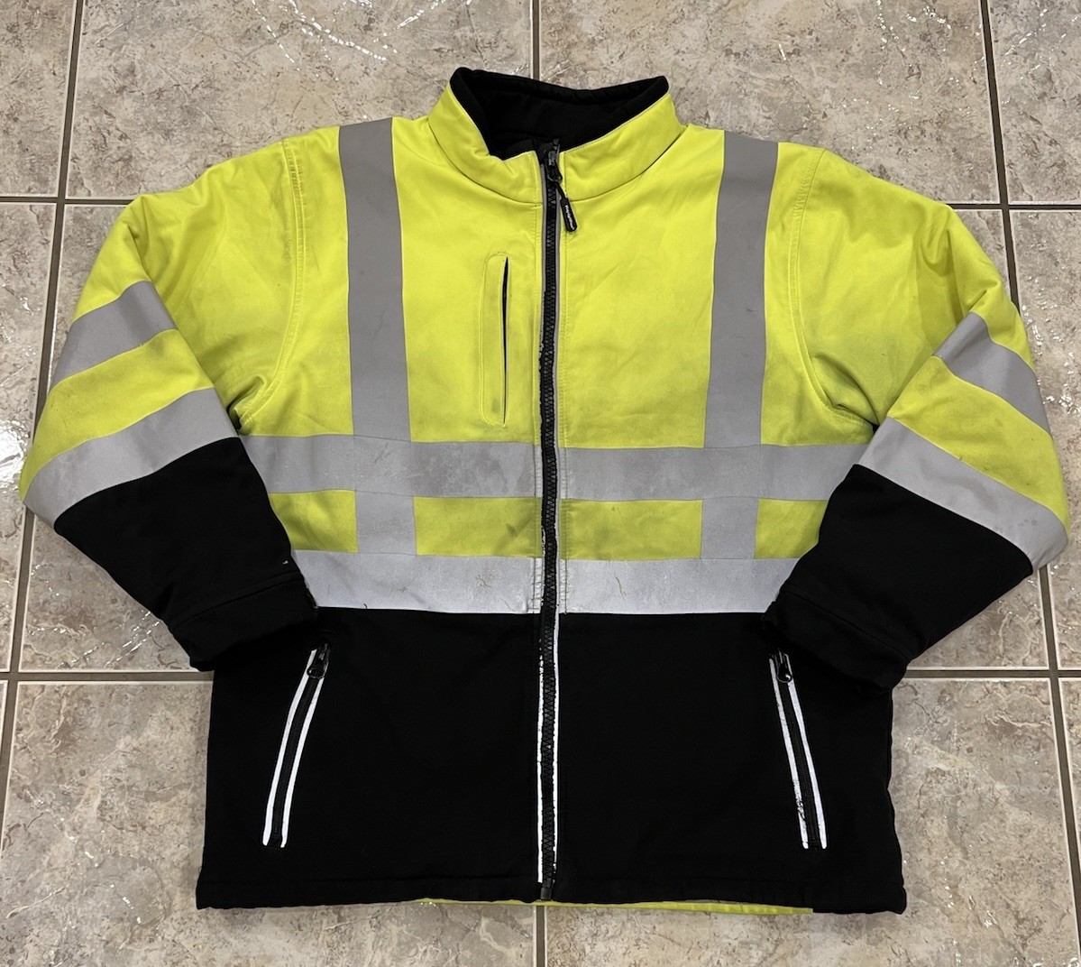 Mens M Refrigiwear 0496R Hi Vis Insulated Softshell Full Zip Jacket Yellow Black