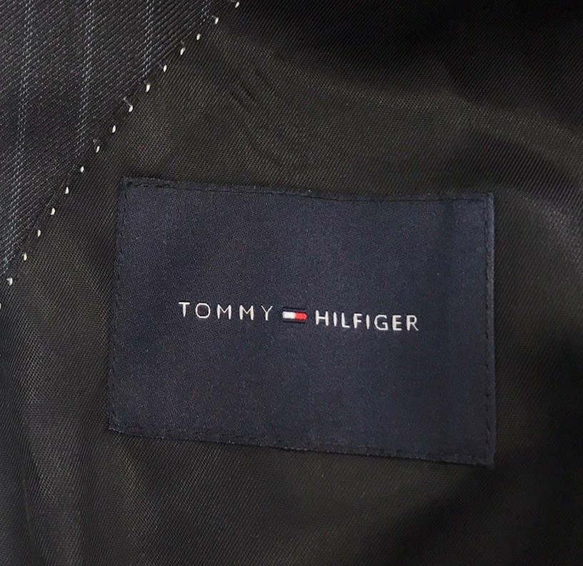 Tommy Hilfiger Regular Fit Wool Suit Gray Striped 44R 38×29