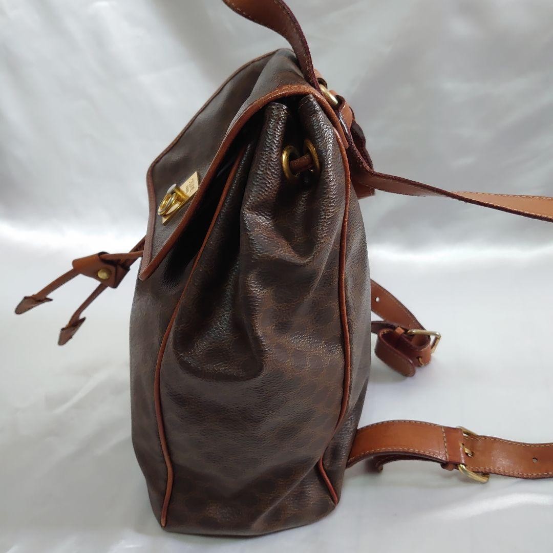 CELINE Macadam Pattern Mini Backpack Vintage Authentic Leather Rucksack